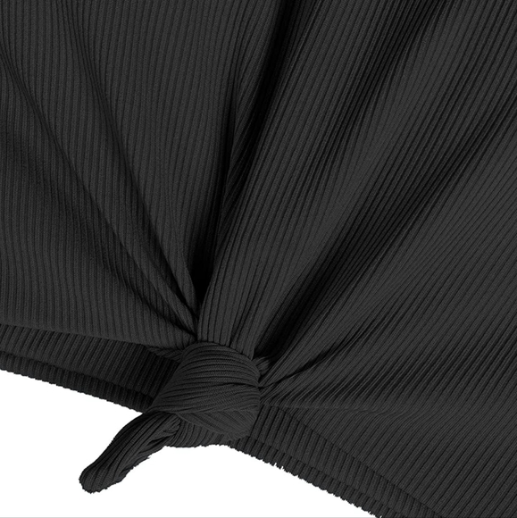 Women's High Waisted Tankini Scoop Neck Knotted Two Pieces Tankini Set Swimsuit - Picture 9 of 11